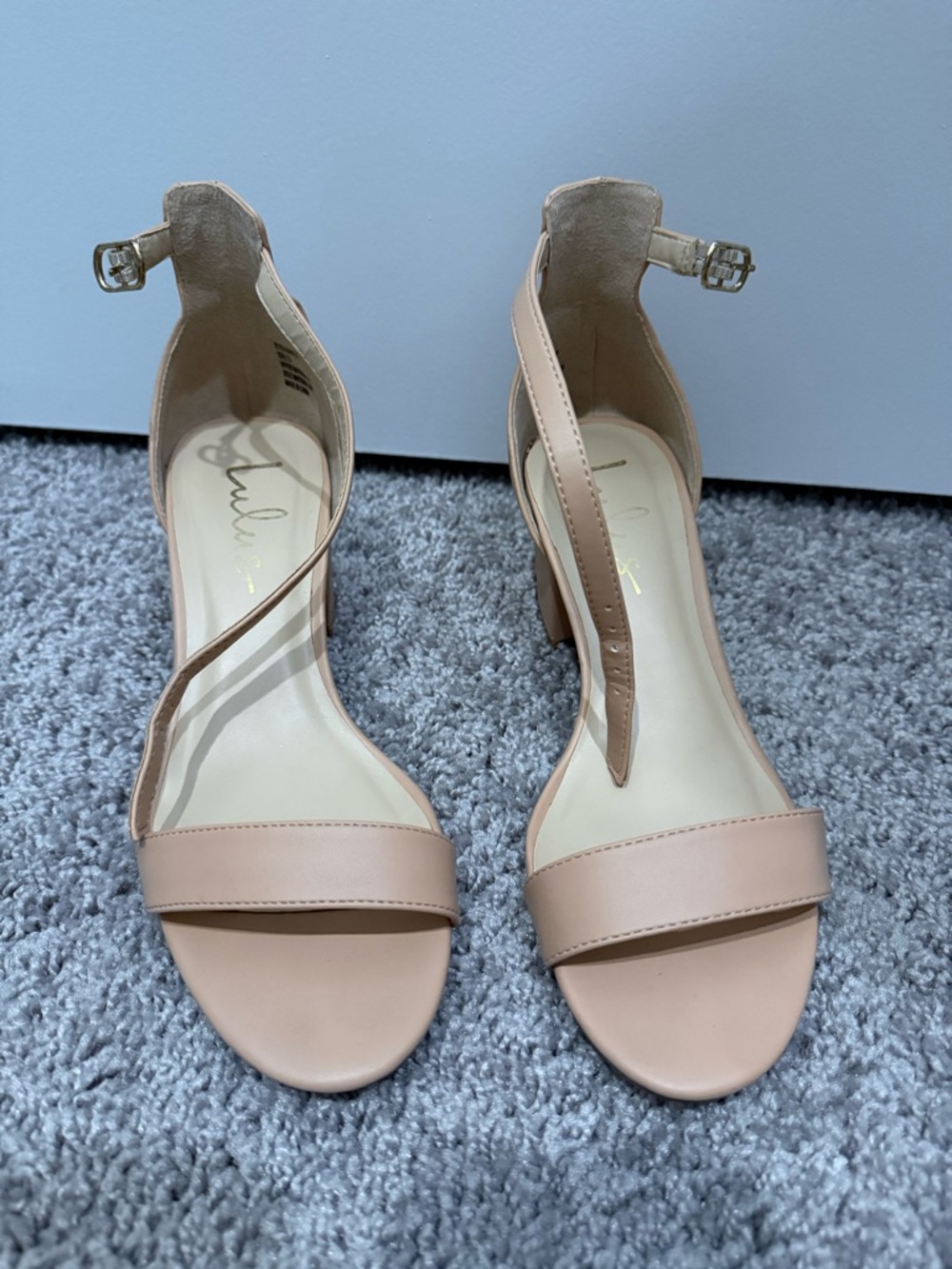 Lulu's Blush Nude Ankle-Strap Block Heels